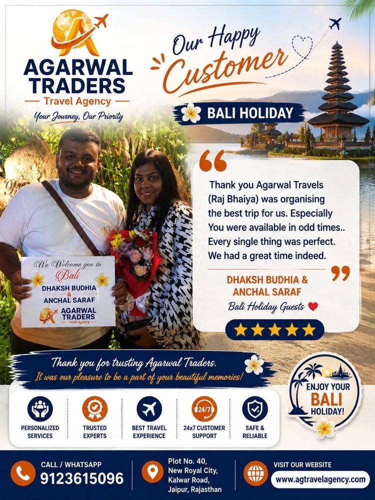 Dhaksh Budhia and Anchal Saraf — Bali holiday, with AGARWAL TRADERS